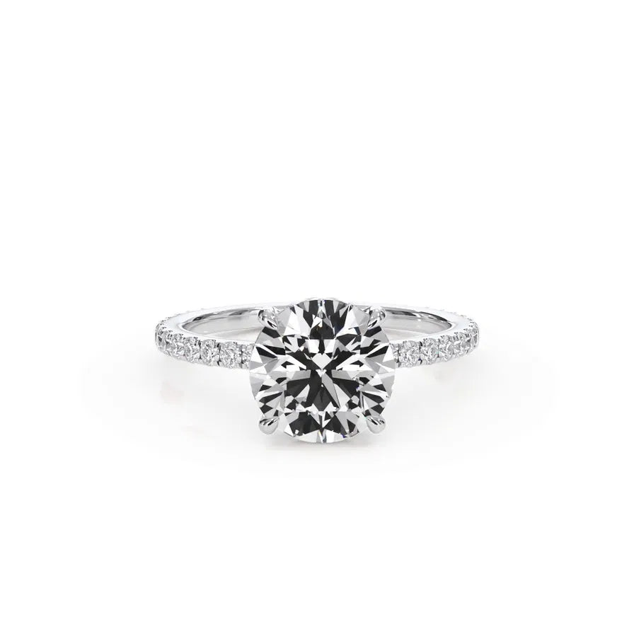 14k Gold Lab Diamond Pave Hidden Halo Solitaire Ring