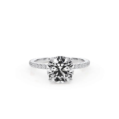 14k Gold Lab Diamond Pave Hidden Halo Solitaire Ring