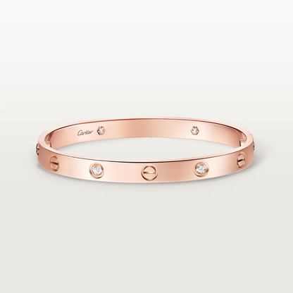 LOVE Bracelet, Classic Model, 4 Diamonds Rose Gold Size 18