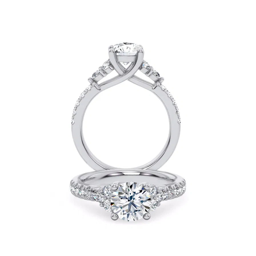 14k Gold Lab Diamond Cluster Pave Engagement Ring