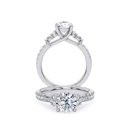 14k Gold Lab Diamond Cluster Pave Engagement Ring