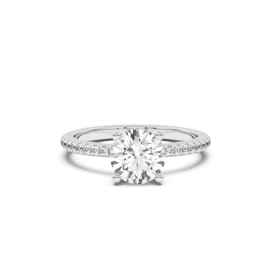 14k Gold Lab Diamond Pave Hidden Halo Solitaire Ring