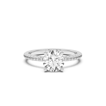 14k Gold Lab Diamond Pave Hidden Halo Solitaire Ring