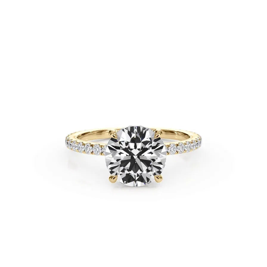 14k Gold Lab Diamond Pave Hidden Halo Solitaire Ring
