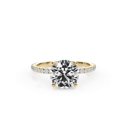 14k Gold Lab Diamond Pave Hidden Halo Solitaire Ring