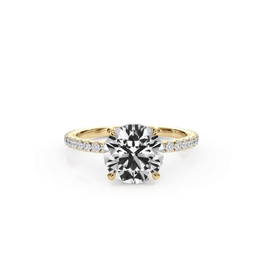 14k Gold Lab Diamond Pave Hidden Halo Solitaire Ring