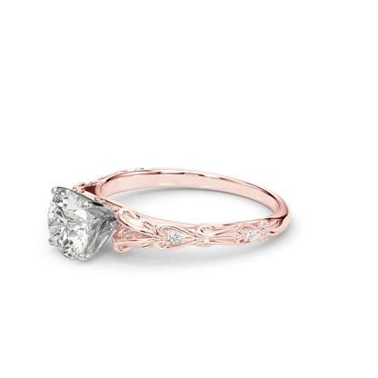 14k Gold Lab Diamond Vintage Inspired Engagement Ring