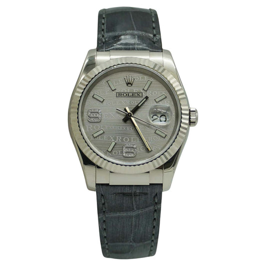 Rolex Datejust 36mm Oyster Perpetual Rhodium Wave Dial 116139