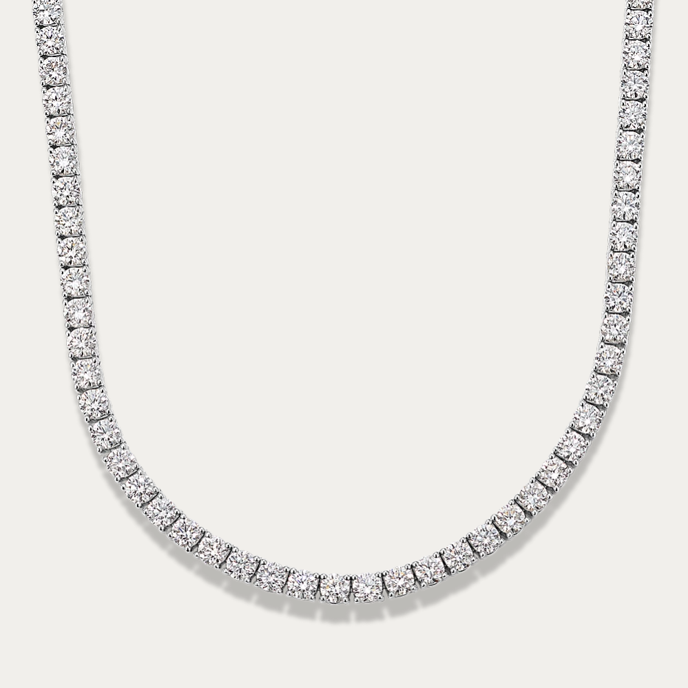 14k Gold 10 1/4 ct Lab-grown Diamond Tennis Necklace