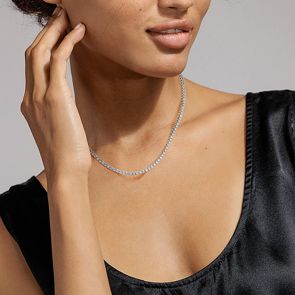 14k Gold 15 ct Lab-grown Diamond Tennis Necklace