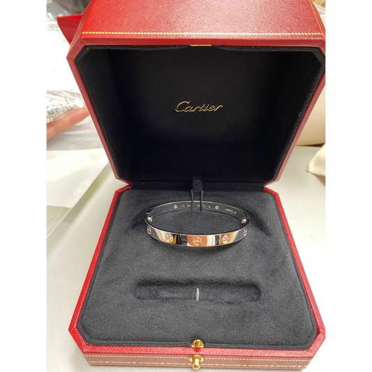 LOVE Bracelet, Classic Model, 4 Diamonds White Gold, Size 17