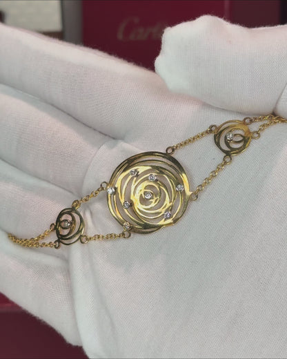 18k Yellow Gold Rose Filigree Bracelet