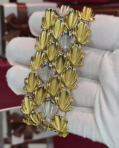 14k Yellow Gold Dragon Scales Diamond Bracelet