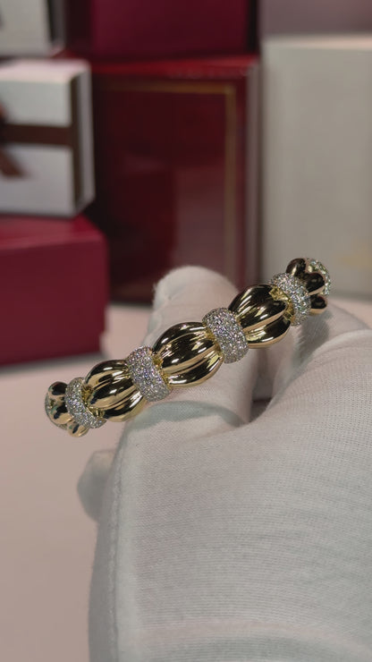 Pumpkin Design 14k Yellow Gold Diamond Bangle
