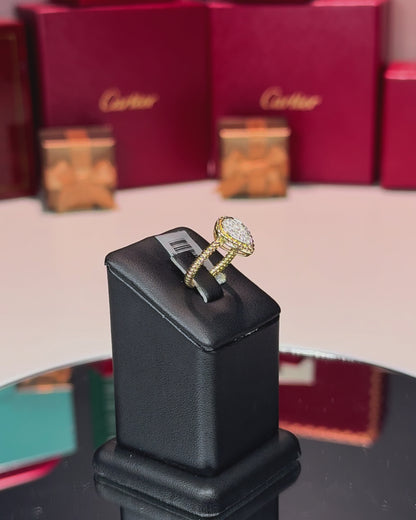 14k Yellow Gold Raindrop Cluster Rope Shank Ring