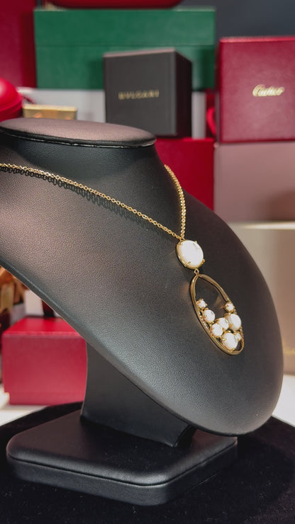 Sakura Moonstones 18k Yellow Gold Pendant Necklace