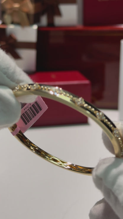 Four Petals Diamond 14k Yellow Gold Bangle