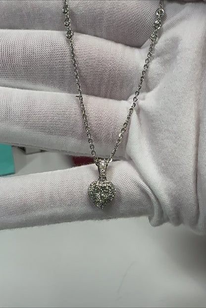 Heart Diamond Pendant 14k White Gold Necklace