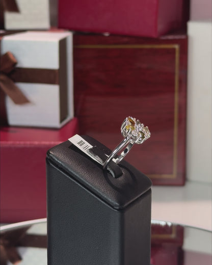 14k White Gold Fancy Color Diamond Cluster Ring
