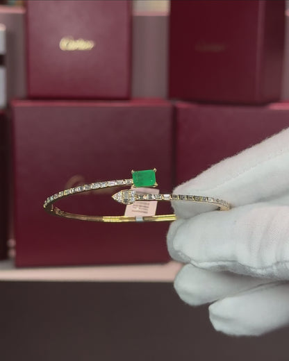 Emerald and Diamond Serpent Warp Bangle