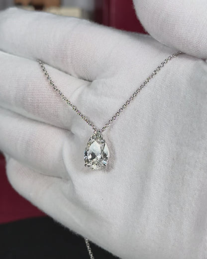 CVD Lab Grown Pear Diamond 14k White Gold Pendant Necklace