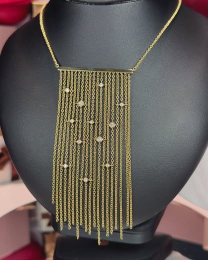 14k Yellow Gold Chain Curtain Necklace
