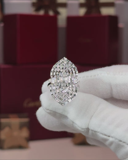 14k White Gold Baguette Diamond Ring