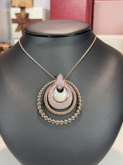 Assorted Rings Design 14k Rose Gold MoP and Diamond Pendant Necklace