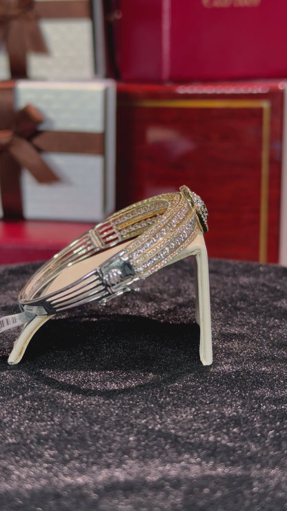Heart 14k Yellow Gold Diamond Bangle