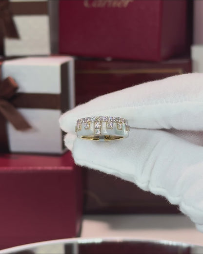 14k Yellow Gold MoP and Diamond Eternity Band Ring