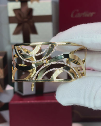 14k Yellow Gold and Diamond Bangle