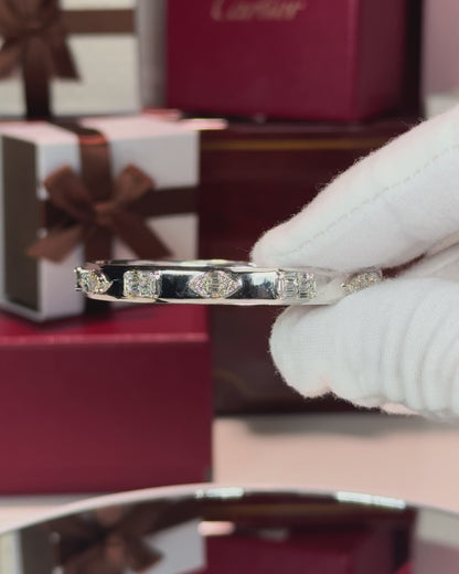 14k White Gold Baguette Diamond Banlge