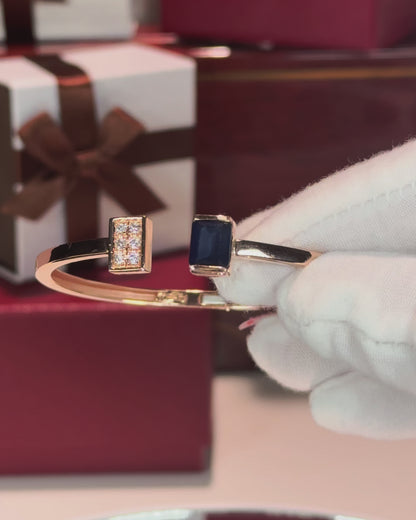 Sapphire Open Cuff 14k Rose Gold Bangle