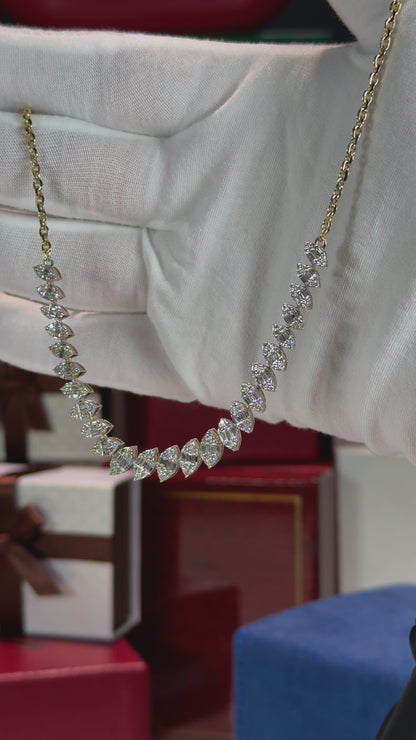Marquise Design 14k Yellow Gold Diamond Necklace