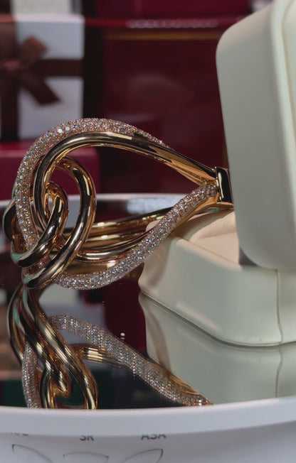 18k Rose Gold Entangled Diamond Bangle