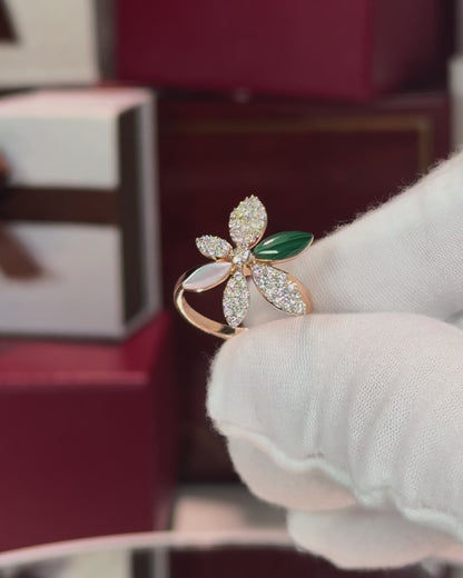 14k Rose Gold Diamond Flower Ring