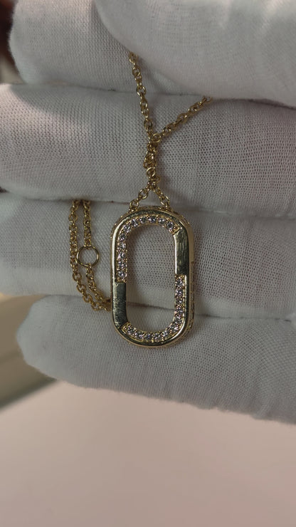 Geometric Loop Diamond 14k Yellow Gold Pendant Necklace
