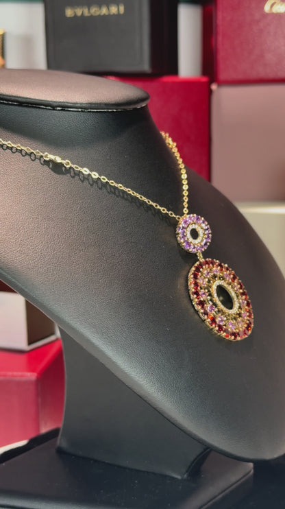 Colorful Gemstones 14k Yellow Gold Pendant Necklace
