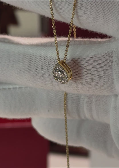 Teardrop Diamond Pendant 14k Yellow Gold Necklace