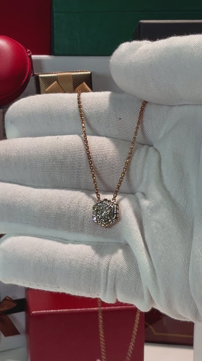 Hexagon Diamond Pendant 14k Rose Gold Necklace