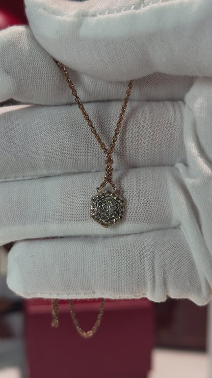 Hexagon Diamond Pendant 14k Rose Gold Necklace