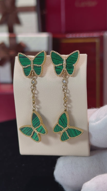 Van Cleef Inspired Butterfly Design 14k Yellow Gold Earrings
