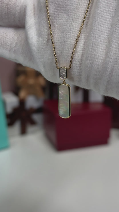 Dangling Mother of Pearl 14k Yellow Gold Necklace