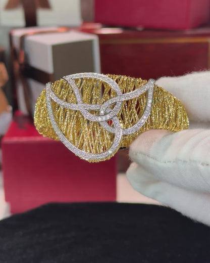 14k Yellow Gold and Diamond Bangle