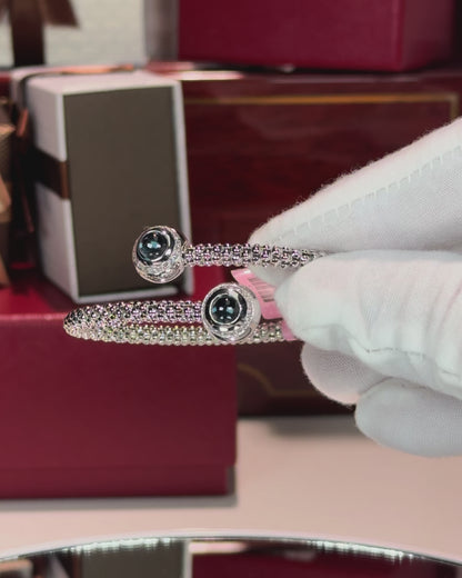 Aquamarine and Diamond 14k White Gold Bangle