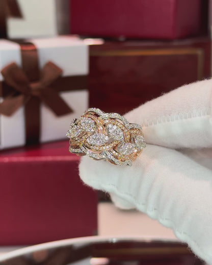 Laurel Wreath Design 14k Rose Gold Diamond Ring