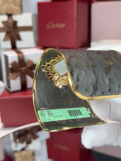 18k Yellow Gold Filigree Blackened Wristband