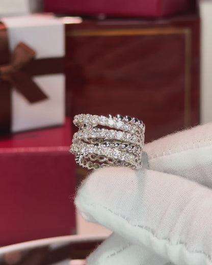 Interlocking Rings Design 14k White Gold Diamond Ring
