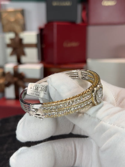 Heart 14k Yellow Gold Diamond Bangle