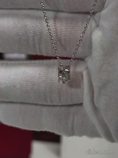 Baguette Diamond Pendant 14k White Gold Necklace